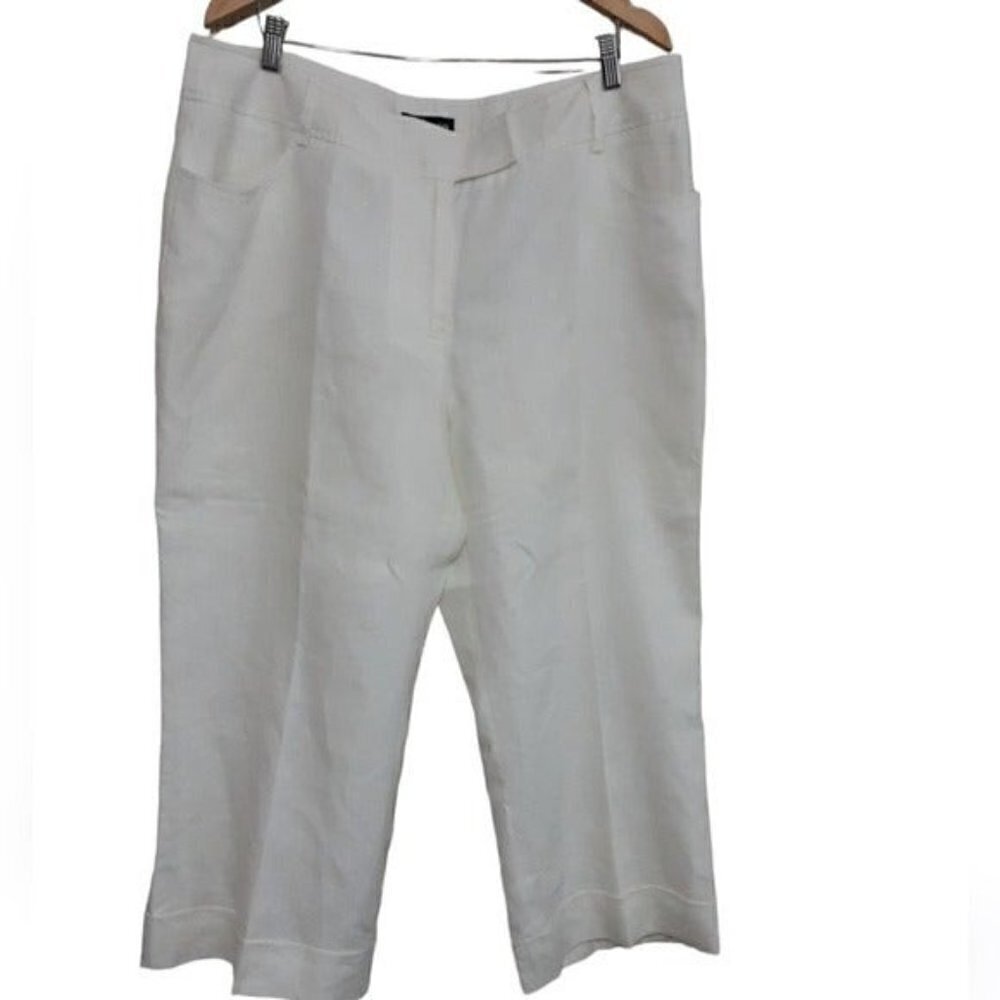 Style & Co pant women 18W straight linen Cropped Casual Vacation Beach Resort